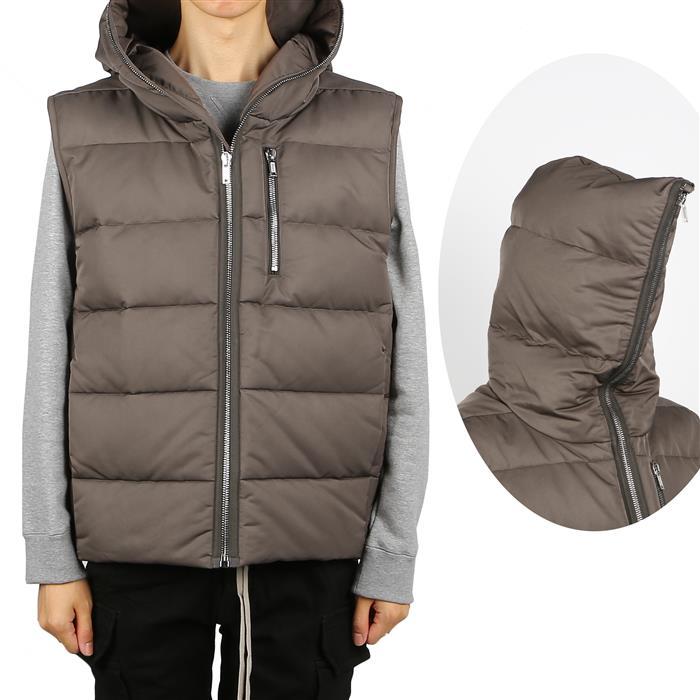 Rick Owens Hooded Down Vest Black Men's Outerwear