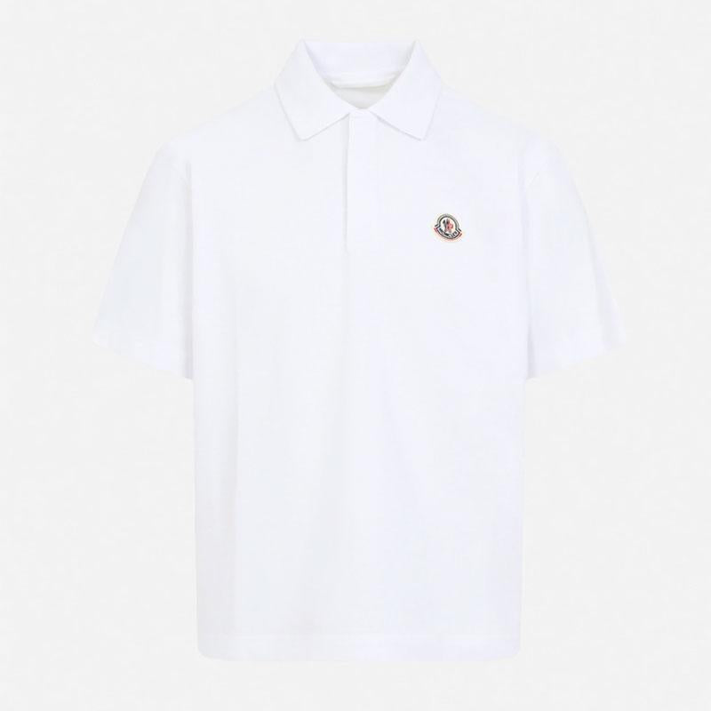 Moncler Men’s Logo Patch Short Sleeve Polo T-Shirt White