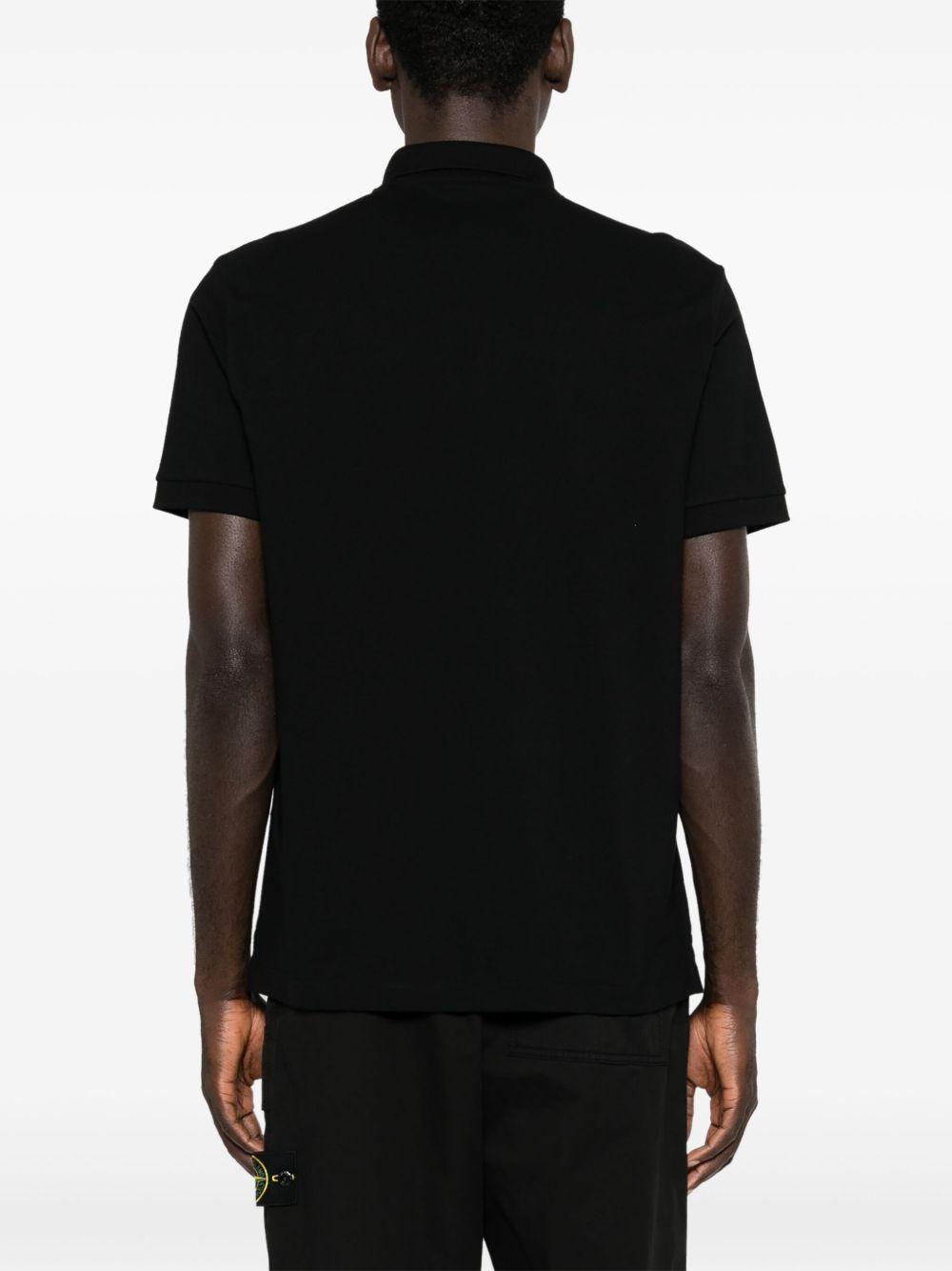 STONE ISLAND Cotton Pique Polo Shirt Black Men’s