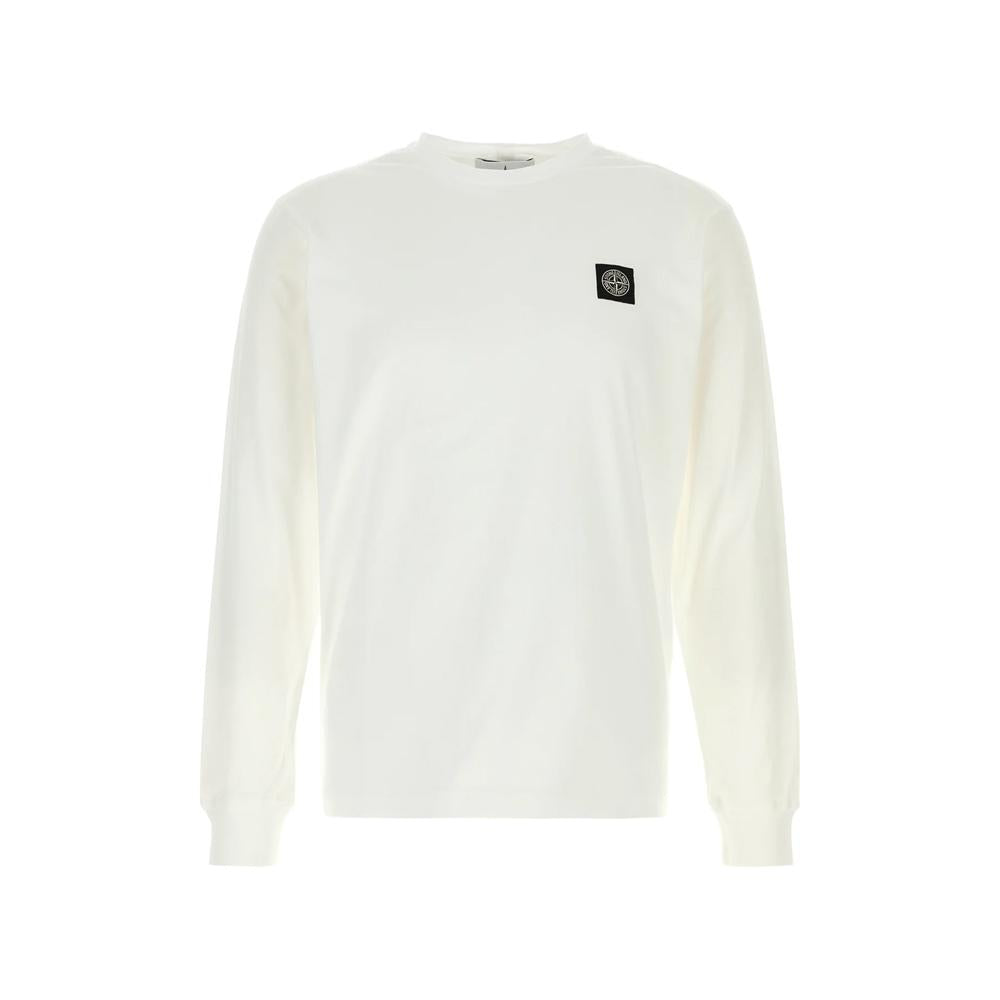 STONE ISLAND Logo Patch Long Sleeve T-Shirt White L1S152100031 S0013 V0001