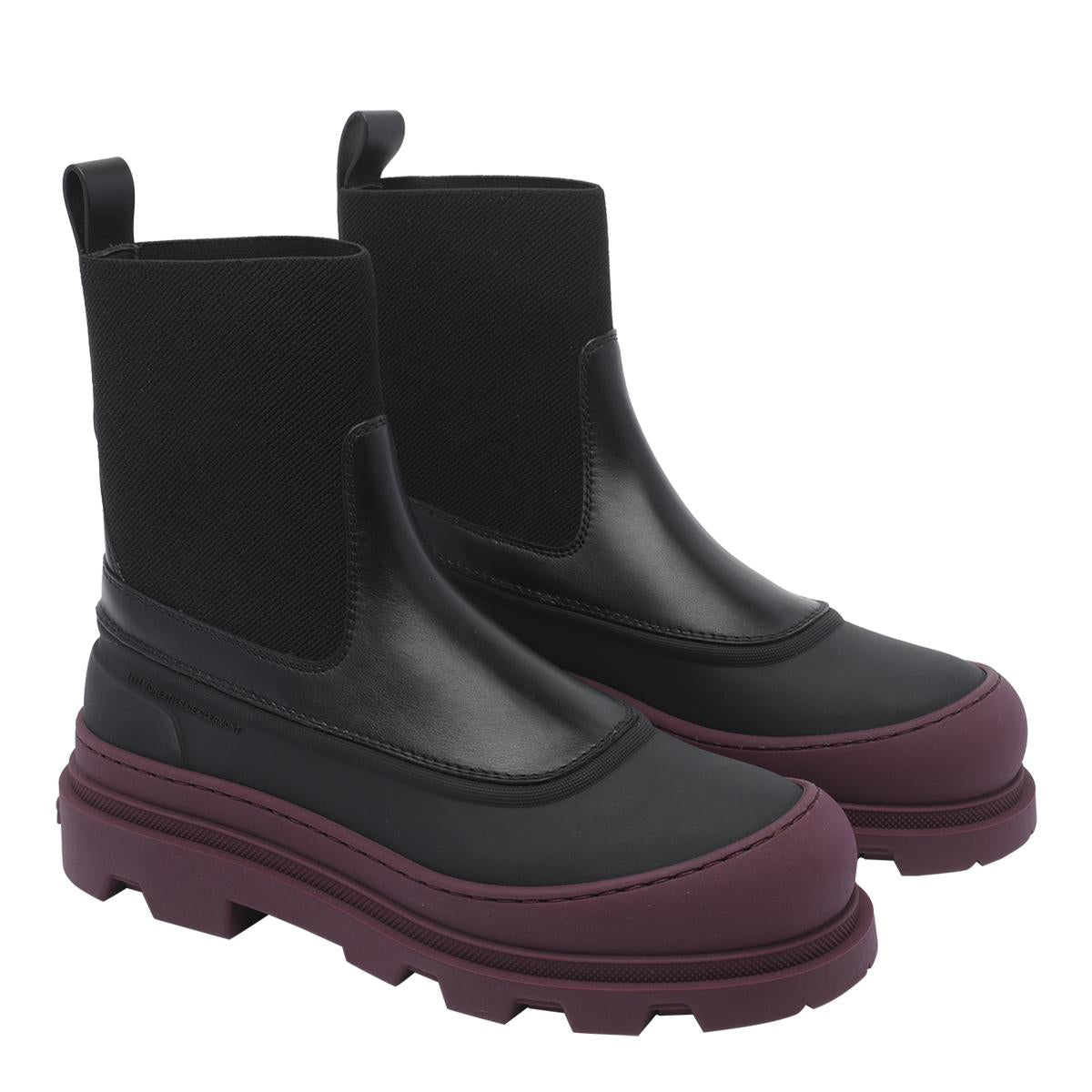Moncler Black Leather Ankle Boots
