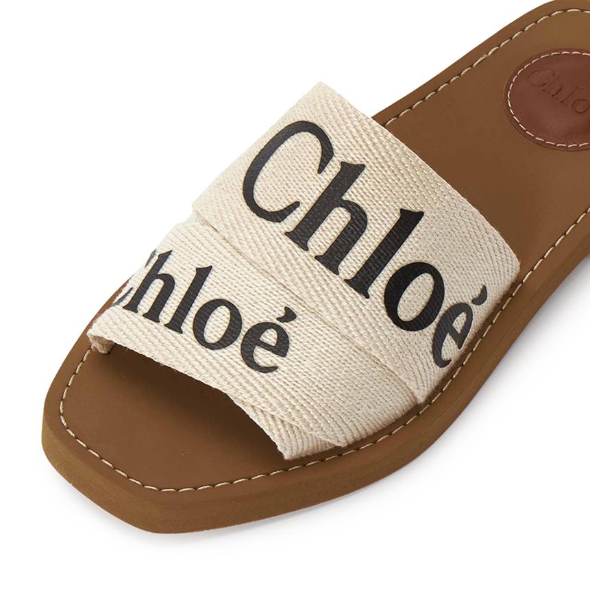 Chloe Woody Logo Canvas Slide Sandals CHC22U188Z3 101