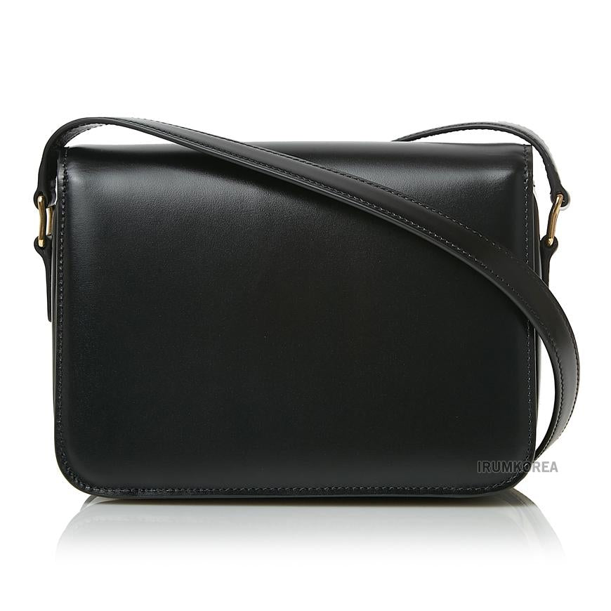 CELINE Teen Triomphe Crossbody Bag Black Leather Shoulder Bag