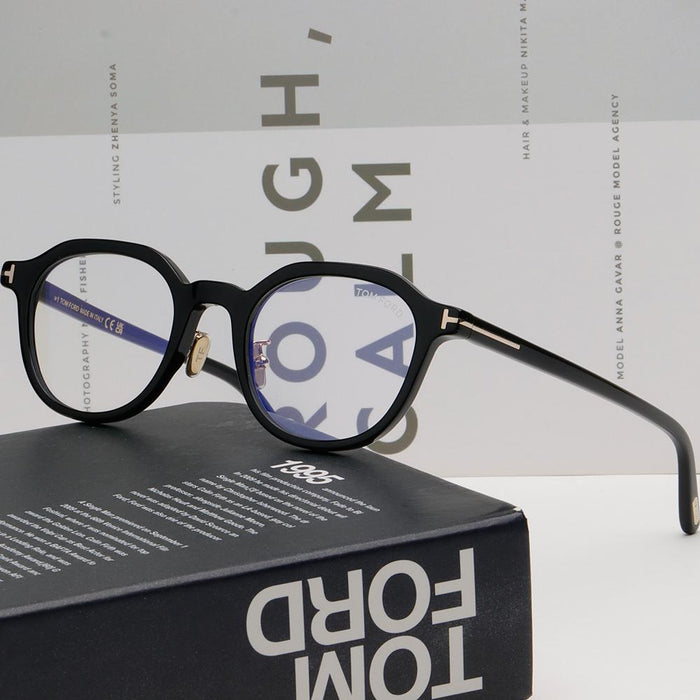 TOM FORD Blue Light Blocking Round Black Acetate Eyeglasses Unisex TF6011KB 001