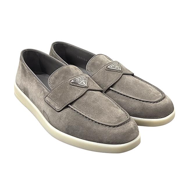PRADA Men’s Suede Loafers with Triangle Logo Navy
