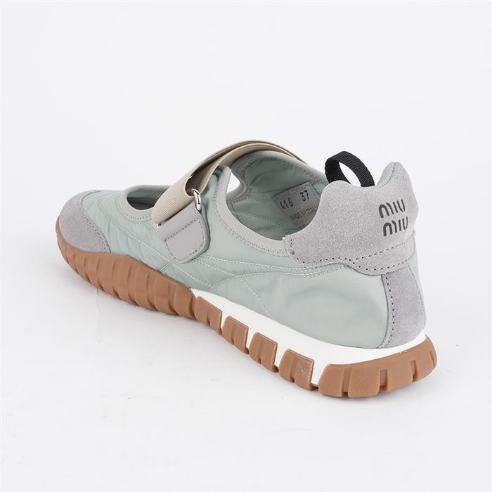 Miu Miu Tire Technical Suede Ballerina Sneakers Low-Top Navy