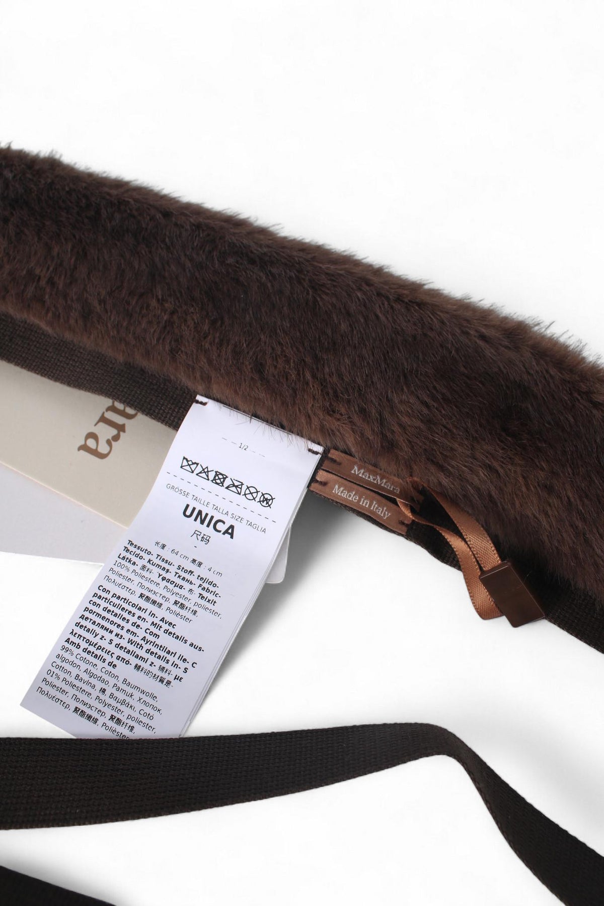 Max Mara MIRAGE Faux Fur Hood Trim Scarf MINK 001