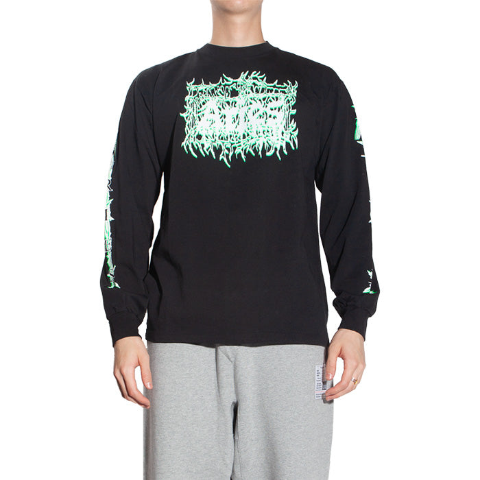 Aries Men's Metal Logo Long Sleeve T-Shirt Black FTAR60030