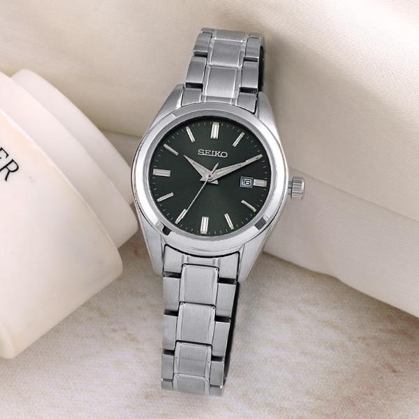 Seiko Sapphire Deep Khaki Analog Classic Dress Women’s Metal Watch SUR533 P1
