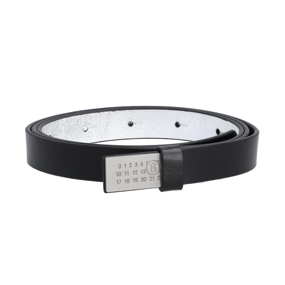 Maison Margiela MM6 Logo Belt Black Leather