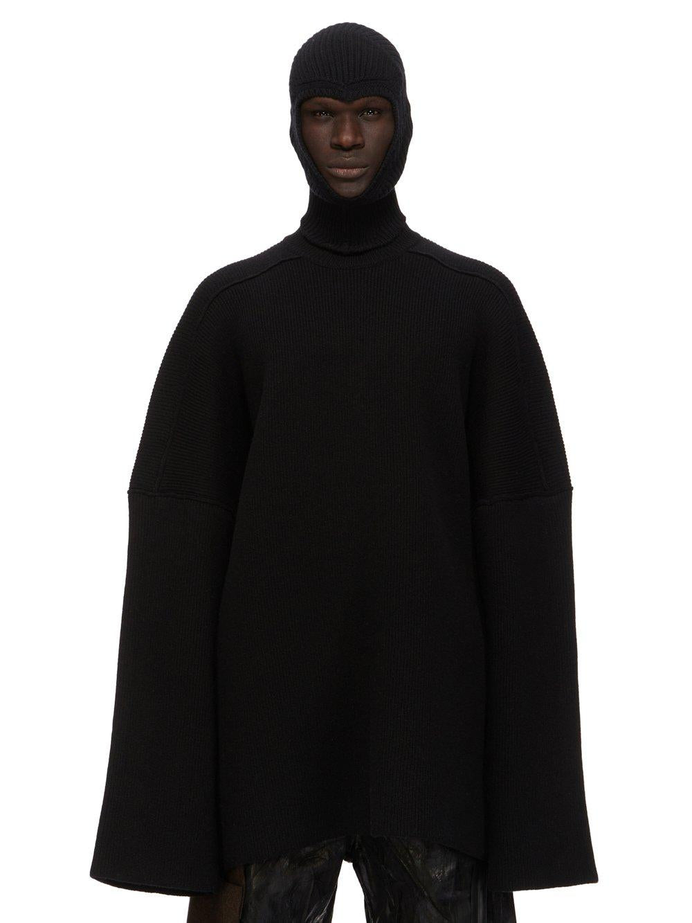 Rick Owens Black Wool Knit Skull Balaclava RR02D6490 KWV 09