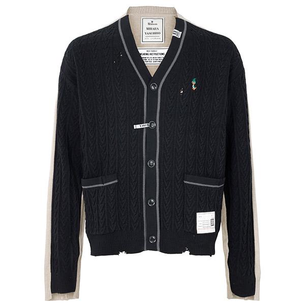 Maison Mihara Yasuhiro Black Front Back Combined Knit Cardigan A16CD521 BLACK