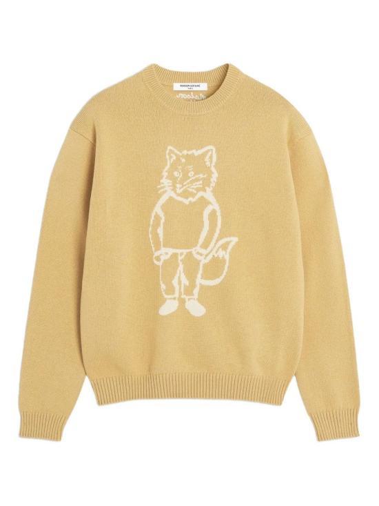 Maison Kitsune Dress Fox Intarsia Sweater Men’s Knit Pullover OM00802KT1030 0102