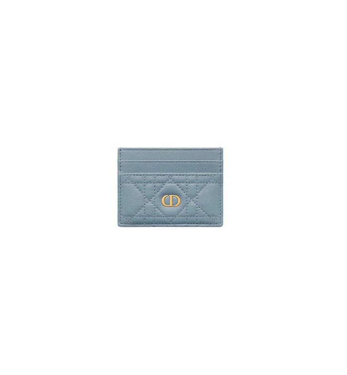 DIOR Caro Freesia Leather Card Holder Wallet