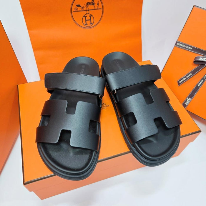 HERMES Women’s Chypre Sandals Black Noir Strap Sandals