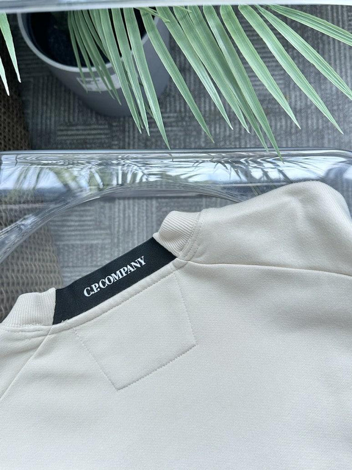 CP Company Lens Patch Crewneck Sweatshirt Cream Unisex