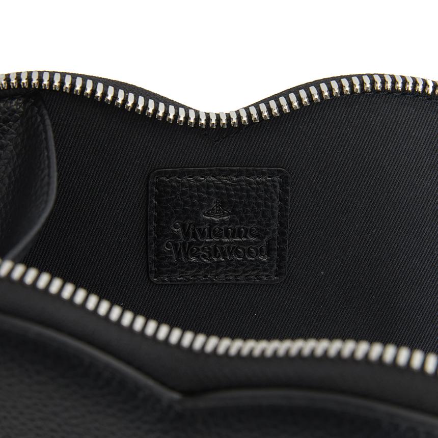 Vivienne Westwood Heart Chain Crossbody Bag Black Leather Women