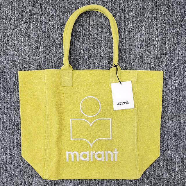 Isabel Marant YENKY Logo Embroidered Shopper Tote Bag Black Canvas