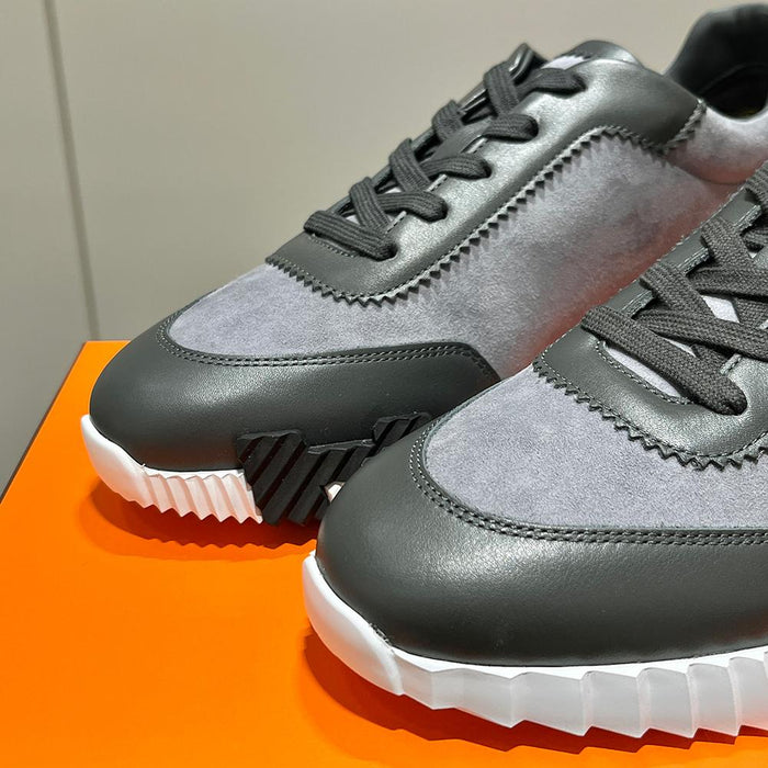 HERMES Men’s Bouncing Calfskin Gray H Dark Gray Low-Top Sneakers