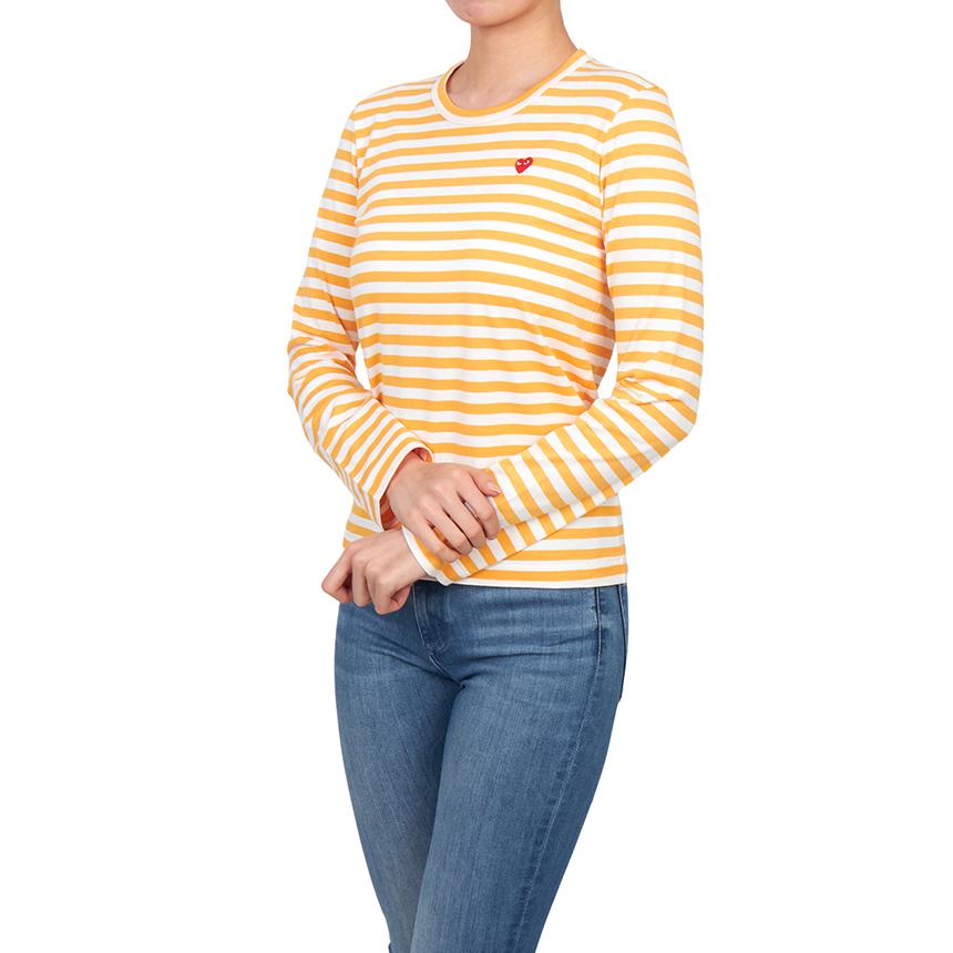 Comme des Garcons Mini Red Heart Stripe Long Sleeve T-Shirt Unisex AZ T217 051 2