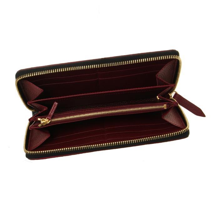 GUCCI GG Marmont Bicolor Zip Around Long Wallet Black Leather