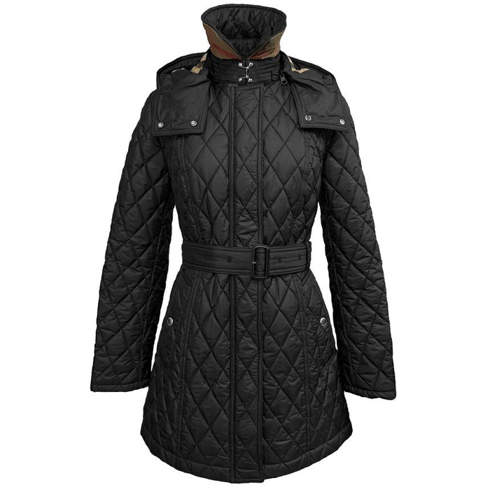 BURBERRY Quilted Belted Hooded Jacket Black
