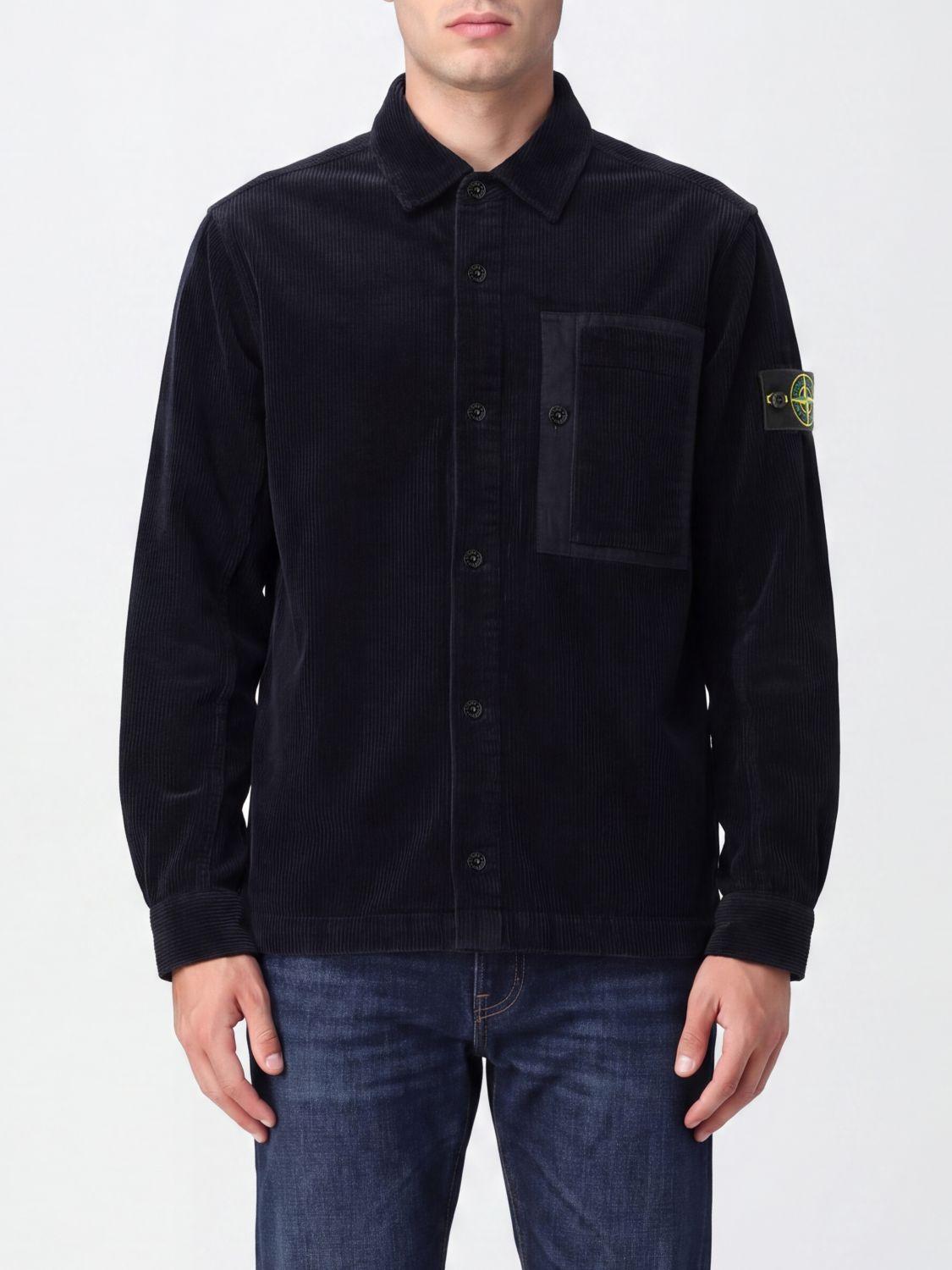 STONE ISLAND Black Cotton Long Sleeve Shirt