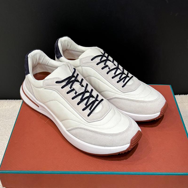 Loro Piana Suede Calfskin Weekend Walk Sneakers Ivory Low-Top Men