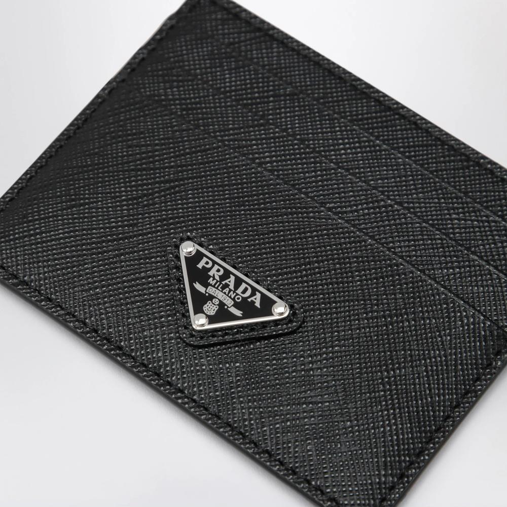 PRADA Saffiano Leather Card Holder Wallet Black Unisex