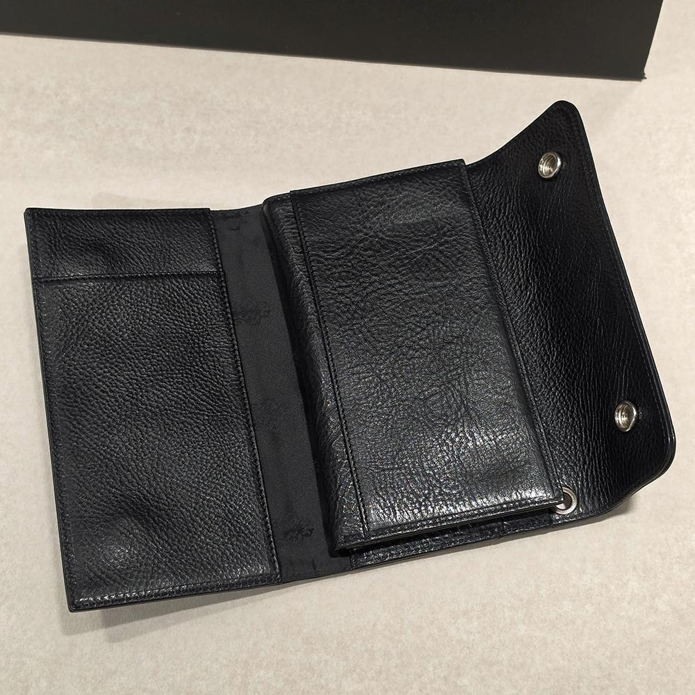 Chrome Hearts Black Leather Wave Wallet Long Zip Wallet Unisex