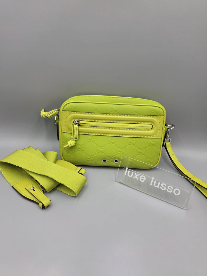 GUCCI Edge Rubber Small Crossbody Bag Green