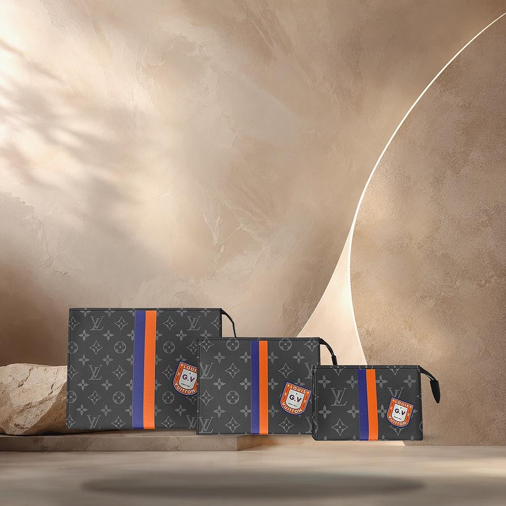 Louis Vuitton Monogram Eclipse Canvas Trio Toilette Pouch Wallet P01957