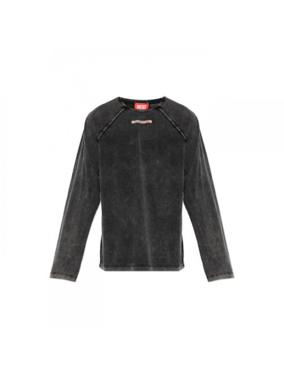 DIESEL Logo Patch Cotton Long Sleeve Pajama T-Shirt A23181 0KNCW 900A