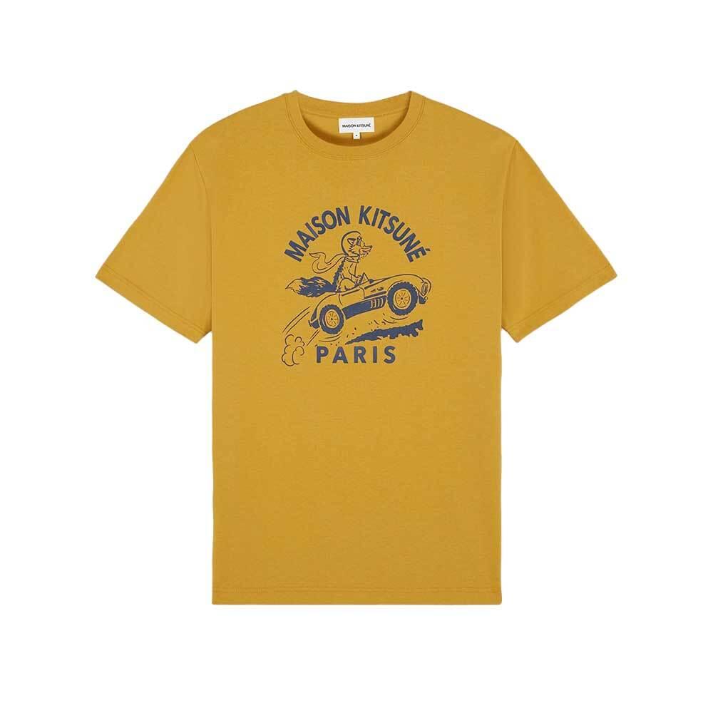 Maison Kitsune Racing Fox Logo Short Sleeve T-Shirt Men Navy Cotton
