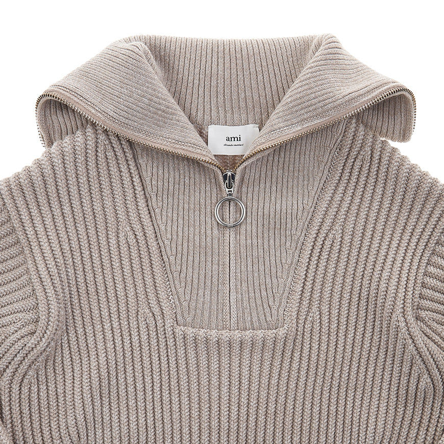 AMI Men's Wool Half Zip Knit Sweater HKS600 027 250 1