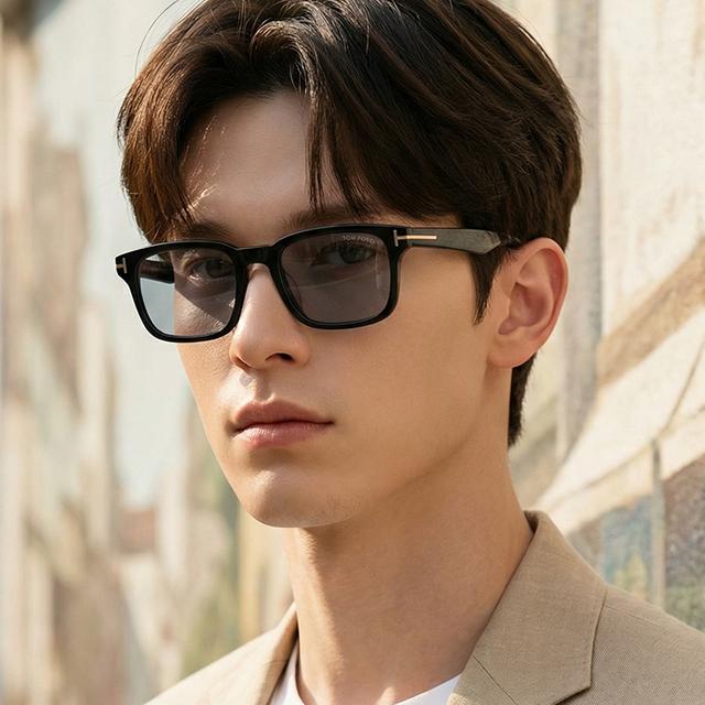 TOM FORD Blue Tint Square Acetate Sunglasses Asian Fit TF1148D 01A