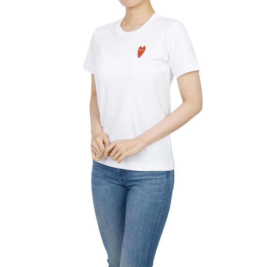 Comme des Garcons Long Red Heart Patch Short Sleeve T-Shirt Unisex AZ T229 051 3