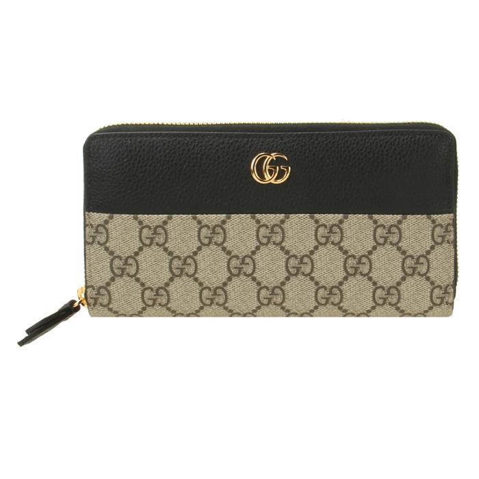 GUCCI GG Marmont Bicolor Leather Zip Around Continental Wallet