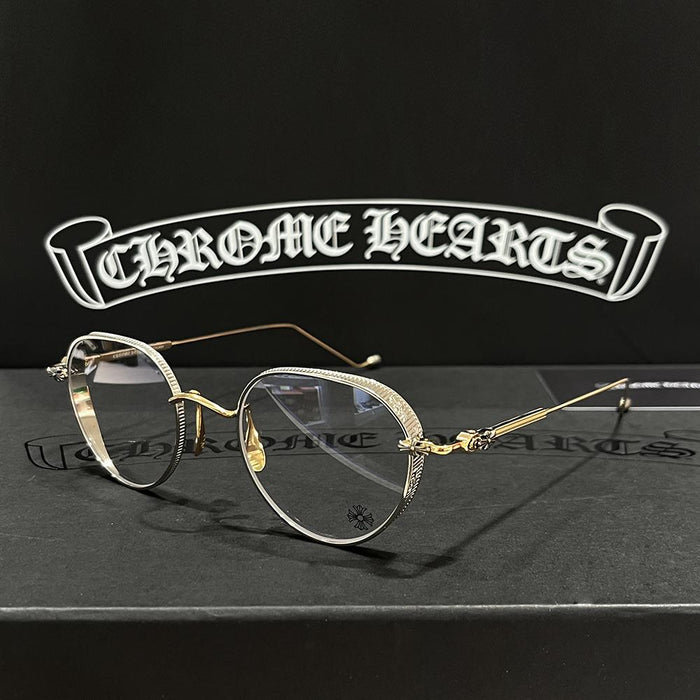 Chrome Hearts Gold Silver Vagasolace Eyeglasses Unisex