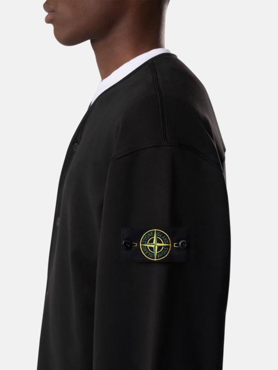 STONE ISLAND Black Wool Knit Cardigan for Men