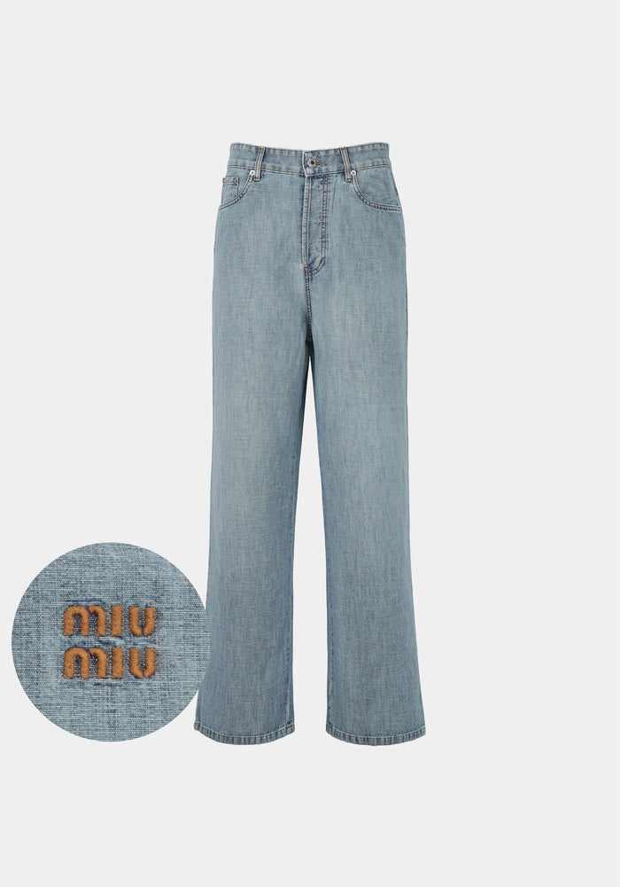 Miu Miu Light Blue Chambray Denim Pants GWP394 18JI F0076