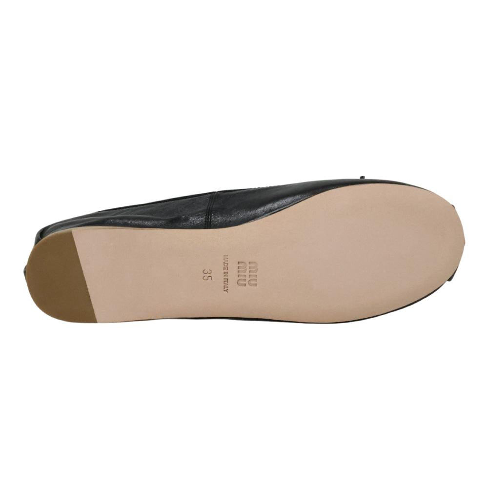 Miu Miu Leather Ballerina Flats Women’s Black