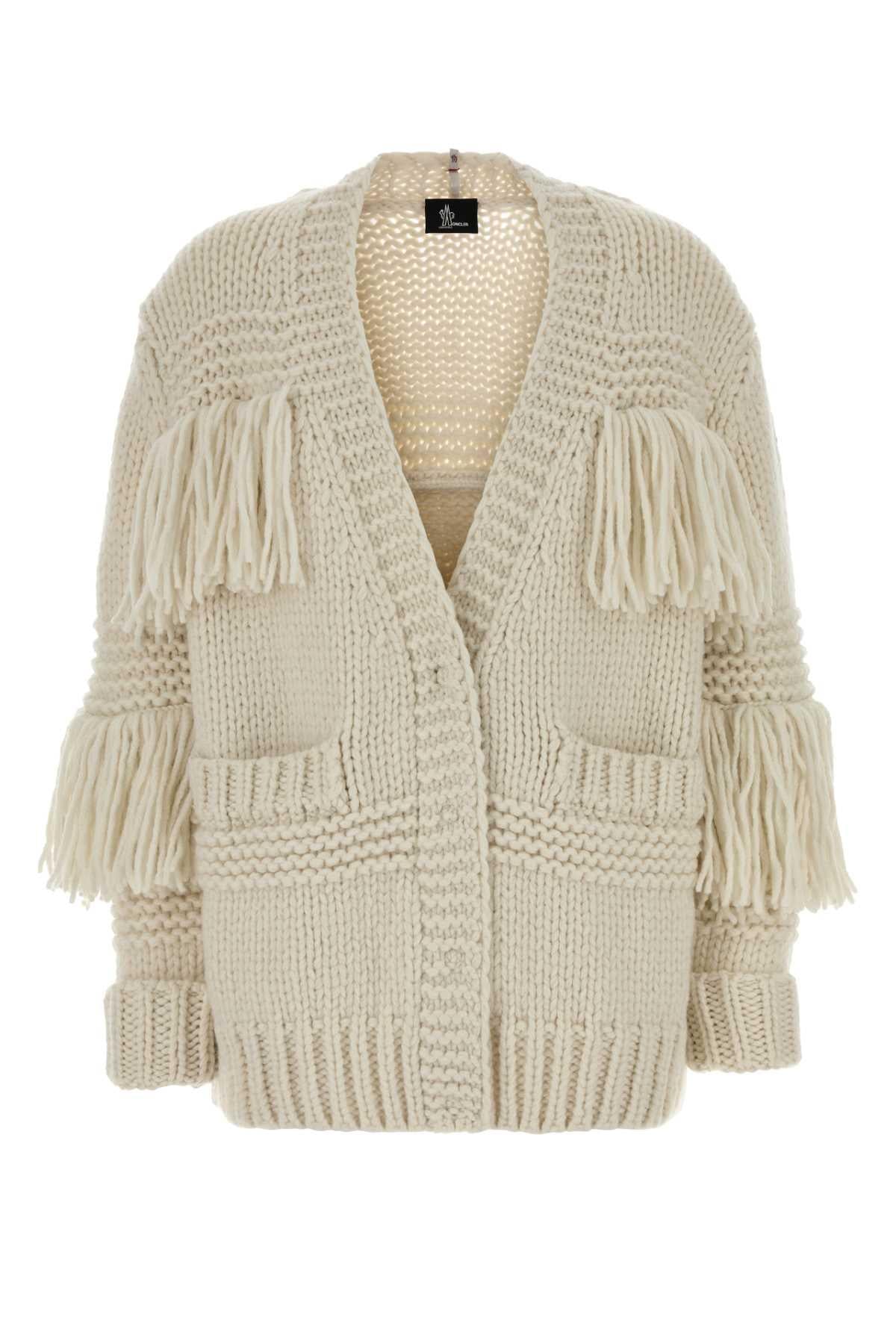 Moncler Wool Blend Zip Cardigan Women Beige