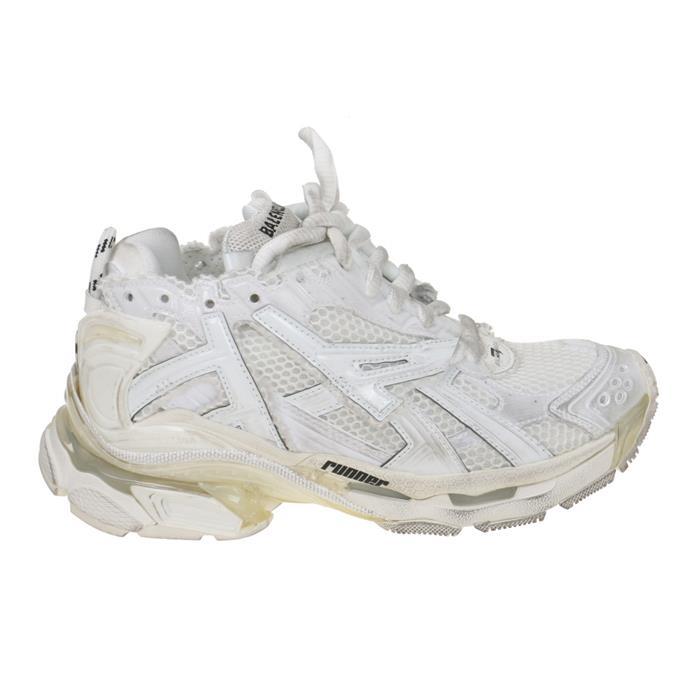 BALENCIAGA Women’s Runner Low-Top Sneakers White Mesh Leather