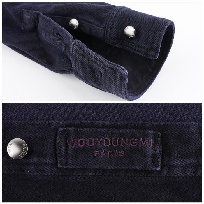 WOOYOUNGMI Teen Wash Denim Back Logo Long Sleeve Shirt