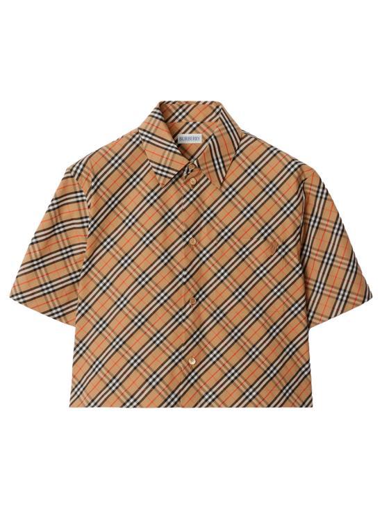 BURBERRY Cropped Shirt Women’s Blouse 8106190 SAND DOM