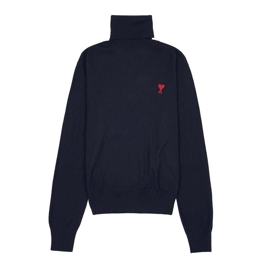 AMI Small Heart Logo Round Neck Knit Sweater for Women KN0025 430