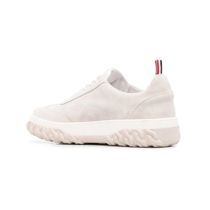 THOM BROWNE Calf Suede Cable-Knit Sole Low-Top Sneakers White MFD254AL0037 100