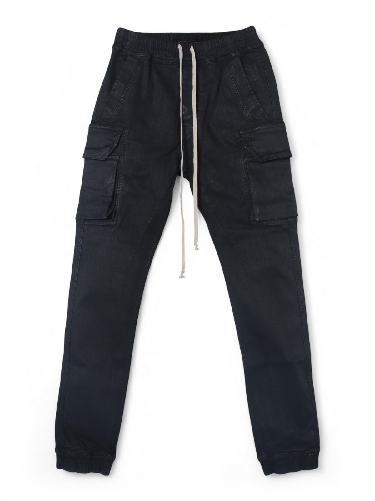 Rick Owens DRKSHDW Black Waxed Stretch Denim Mastodon Cut Sweatpants