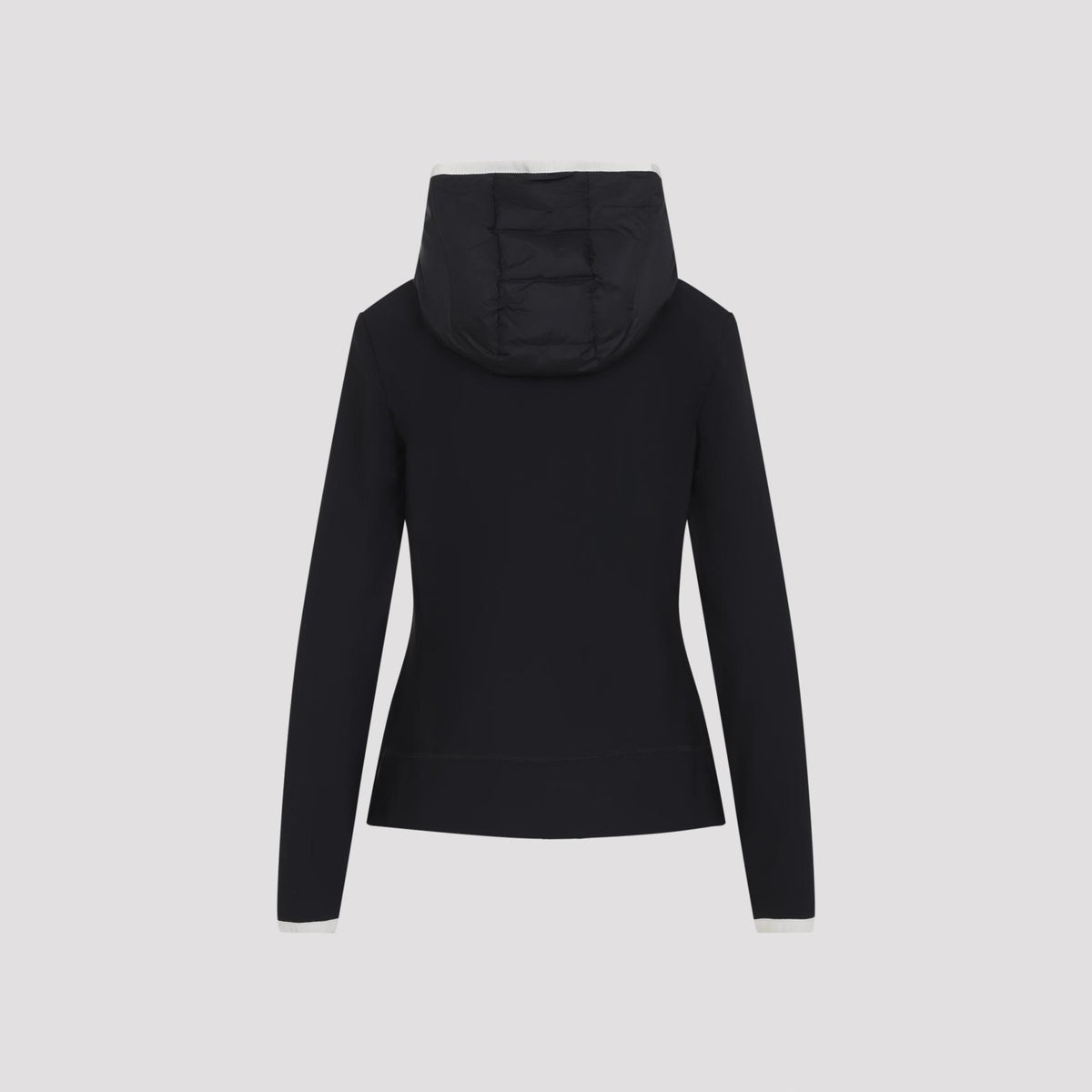 Moncler Black Wool Zip-Up Knit Cardigan